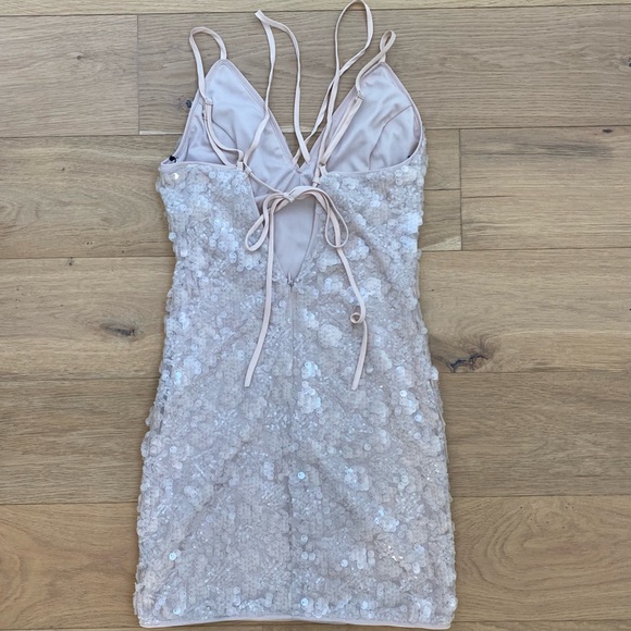 SOLD Forever 21 Nude Blush Sequin Spaghetti Strap Dress - Picture 7 of 8